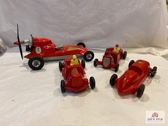 Thimble Dome hit rod 12", Marx Hot Rod 8", and #4 Hot Rod 8"