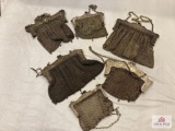 6 vintage ladies chain mesh purses, some marked German Silver 4