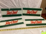 4 Sky Chief glass gas pump plates 13 1/2