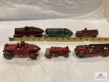 Cast iron race cars, steam roller, and fire trucks 4