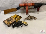 Marx G-Man tin tommy gun wind up tested, Knickerbocker Dragnet 714 gun and Hubley Dandy