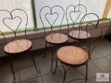 4 iron ice cream parlor chairs with hearts 35