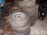 Lot of 14 wheels and tires