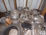 Large assortment of hubcaps