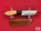 [215] Damascus blade hunting knife w/leather sheath