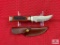 [218] Damascus blade hunting knife w/leather sheath