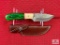 [227] Damascus blade hunting knife w/leather sheath