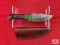 [228] Damascus blade belt knife w/leather sheath