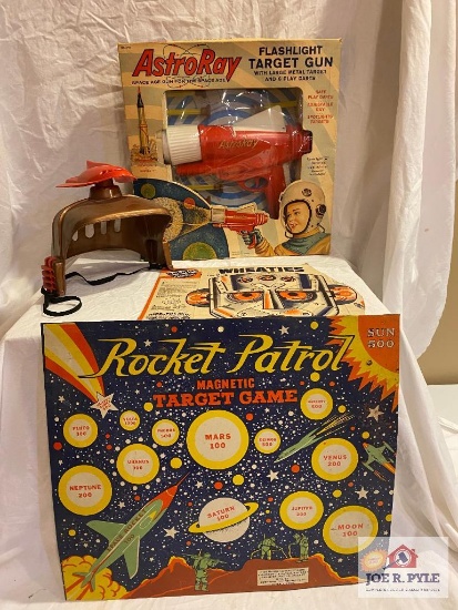 Astro Ray flashlight and Rocket Patrol game board