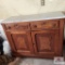 Marble topped buffet approx. 48 inches wide by 39 inches tall Marble is cracked MUST BRING HELP TO