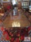 Approx. 10ft X 4ft formal Councill mahogany dining table with 10 upholstered chairs MUST BRING HELP