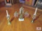 Brass and glass candle holders