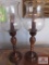 Pair of wood and glass candle holders