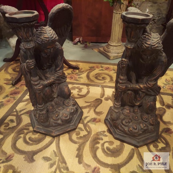 Pair of angel candle holders approx. 22 in tall