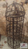 Wrought iron birdcage/wine rack approx. 59 inches tall