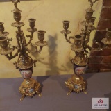 Pair of Lancini bronze candelabra