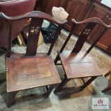 2 Vintage Chinese Carved Wooden Chairs