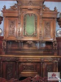 Victorian Style Hand Carved Buffet approx. 6ft wide by 8ft 5in tall by 2 ft deep with key MUST BRING