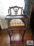 Vintage high chair with upholstered seat approx. 3ft 6 inches