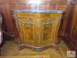 Marbled top cabinet with brass trim approx. 58 inches wide by 39 inches tall MUST BRING HELP TO LOAD