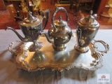 Silver Plate Teapots & Tray