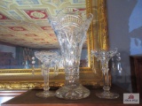 2 Waterford Crystal vases with 4 Crystal candle holders