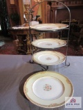Silver plated serving stand with 4 plates marked WH Grindley & Co. Ltd England