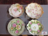 Assortment of plates with rose designs