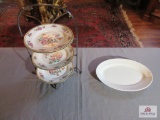 Plate Stand With plates Marked F. Wrinkle England