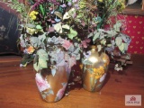 Scott Potter decoupage Vases with artificial floral arrangements