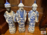 Three Chinese figure statues approx. 19 inches tall