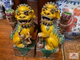 2 Porcelain Chinese Foo dog statues