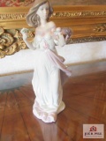 Lladro lady with basket of fruit figurine