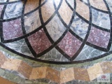 Stone mosaic topped pedestal table
