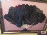 Framed ladies feathered fan