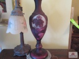 Victorian Style Lamp with Hand Painted Globe