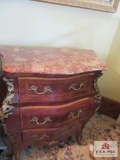 Marble topped nightstand with 3 drawers
