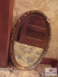 Oval Mirror with gold tone frame approx. 36inchs tall