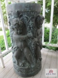 Metal cherub stand, approx. 31inches tall, 15 inches in diameter