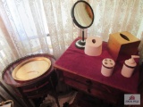 Oval Side Table & Square Side Table With Misc.