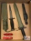 [339] Two US Bayonets, 1 Survival Knife, Two Swiss Army-style knives