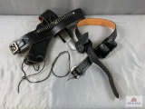 [282] Black Leather Holster w/Belt, Tooled Service Belt