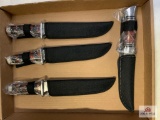 [346] Four Fixed Blade hunting knives w/nylon sheaths