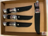 [347] Four Fixed Blade hunting knives w/nylon sheaths