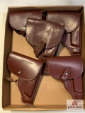[297] Five Brown Leather Military Flap Holsters