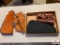 [171] Two soft pistol cases, two leather holsters, old gun sock