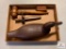 [482] Carved wooden duck, gavel w/stand, carpenters marking scribe