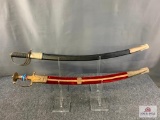 [236] Two curved blade decorative swords w/sheaths