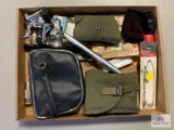[534] Sportsman's Lot: Binoculars, 2 compasses, fishing rods/reels, vests, etc