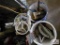 3 buckets of misc. trowels and misc. mixing paddles